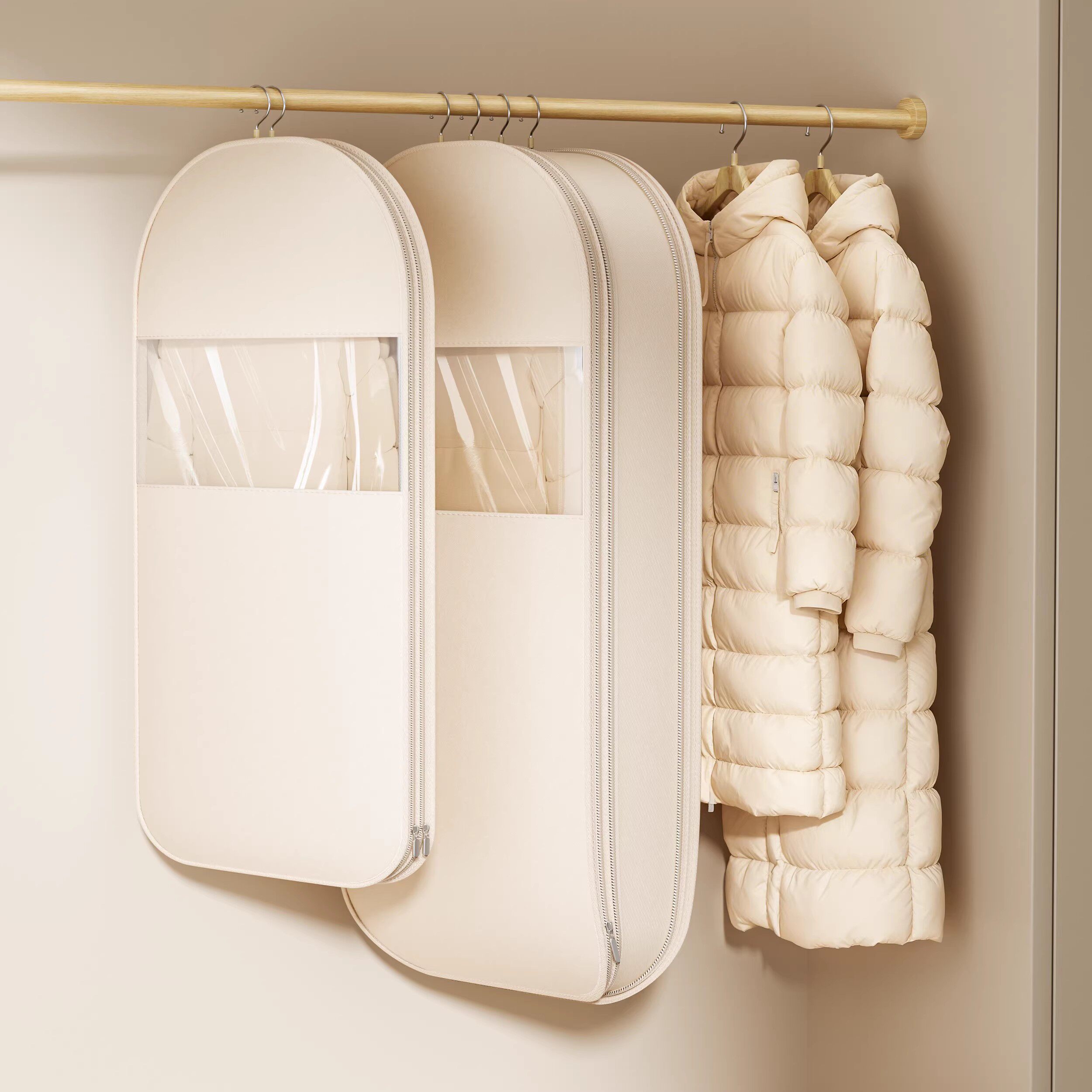 日本羽绒服压缩防尘罩家用衣柜挂式衣服防尘袋大衣挂衣罩收纳袋子