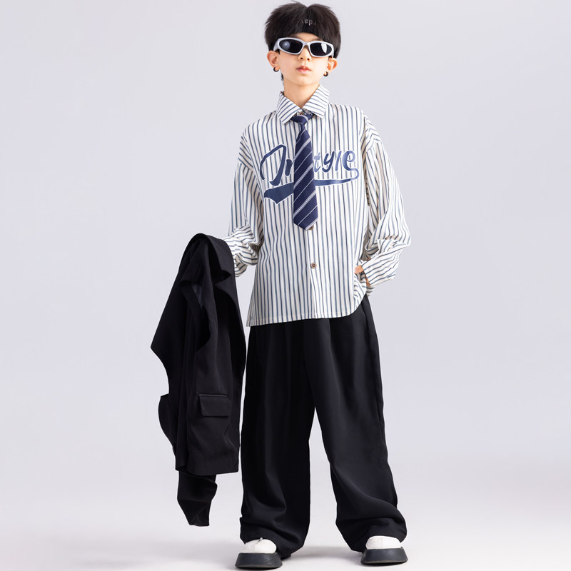 少儿嘻哈hiphop表演服装潮酷街舞儿童套装男女童潮牌酷帅衬衫表演