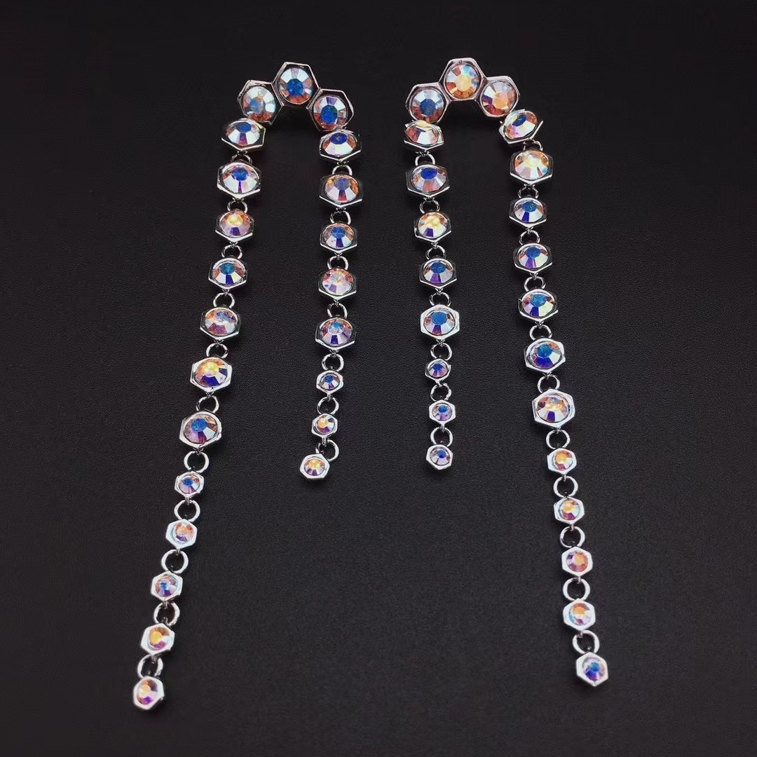 奥地利水晶耳坠高级感耳环长款女耳钉小众设计感耳饰欧美大气