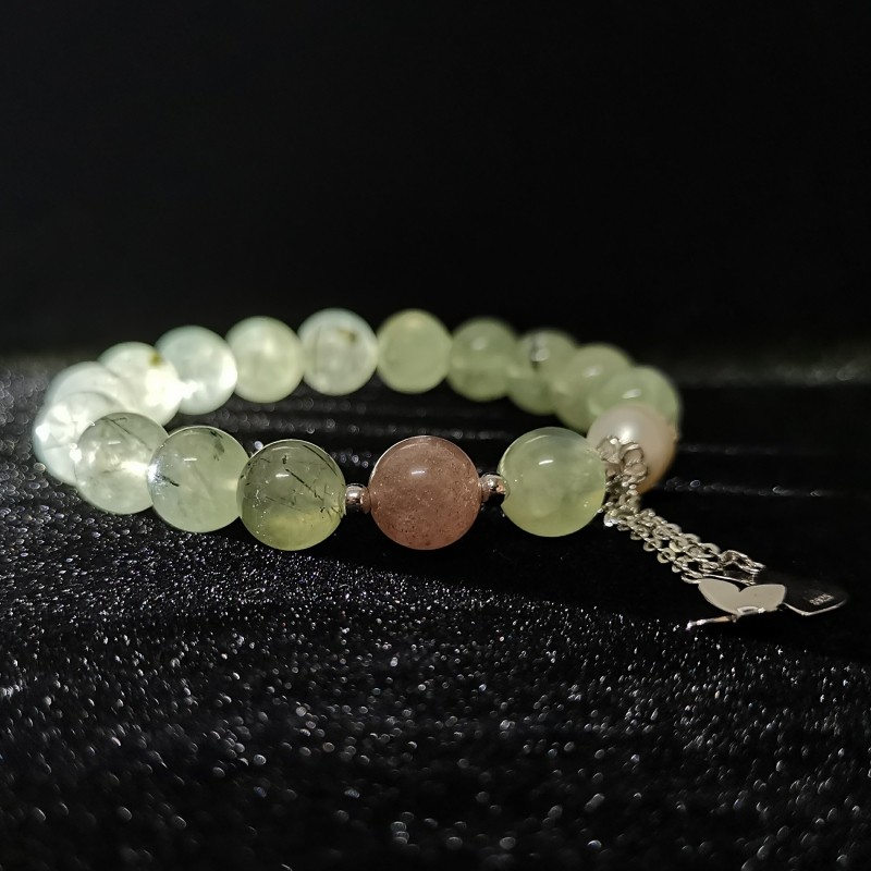 清仓新光饰品高档天河石葡萄晶半宝石925纯银手串链弹力绳时尚女