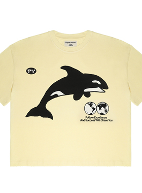 paper voice海洋之星T恤夏季休闲短袖圆领宽松设计师小众新款纯色