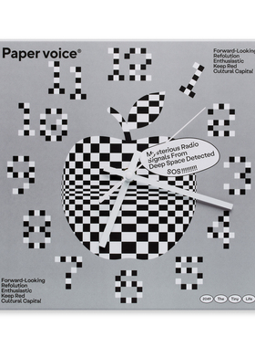 Paper voice波普苹果原创环保时钟方形扫秒现代简约客厅装饰挂墙