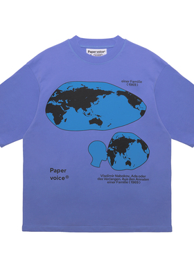PAPERVOICE艺术流行印花短袖设计师创意撞色宽松青春纯棉圆领T恤