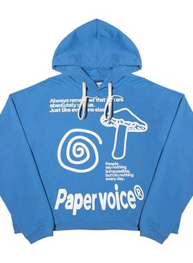 Paper voice蘑力生长重连帽卫衣美式设计感春夏ins风小众磅低饱和