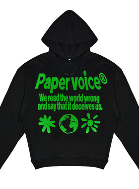 Paper voice重磅标语无性别连帽卫衣美式复古日常休闲ins风百搭