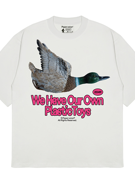 PAPER VOICE重磅夏季趣味印花圆领T恤短袖无性别美式休闲情侣小众