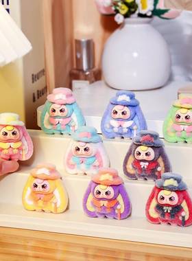 卡通绅士娃三岁植绒潮玩萌粒公仔办公桌面小摆件盲盒盲袋配件