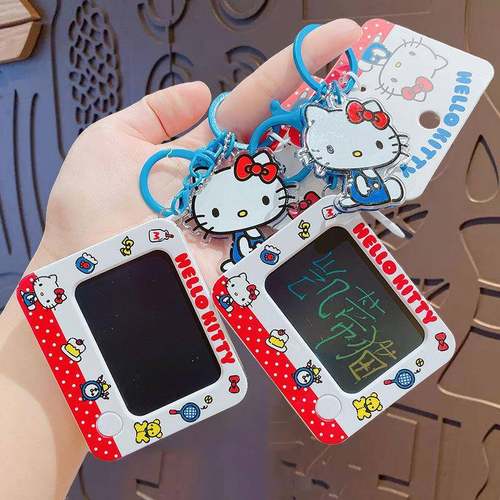 正版卡通三丽鸥凯蒂猫涂鸦画板钥匙扣书包挂件情侣KT猫钥匙链礼品