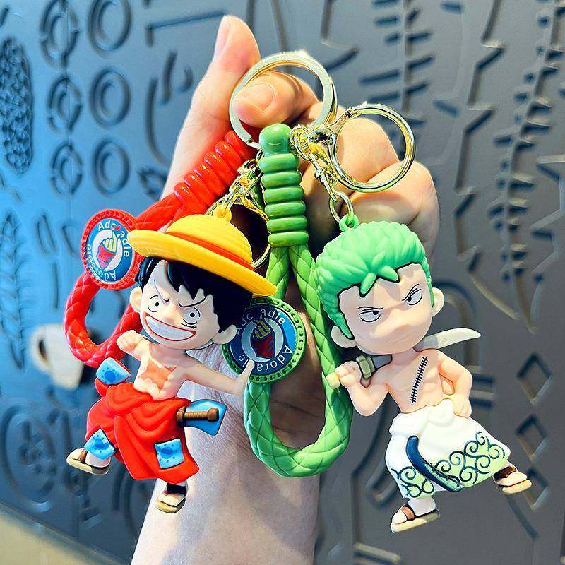 卡通可爱动漫海贼王路飞索隆小礼品立体公仔汽车钥匙扣挂件