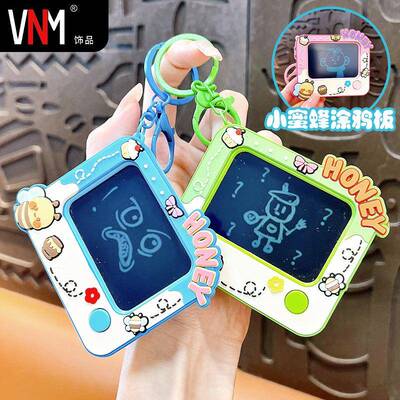 创意迷你卡通涂鸦小蜜蜂画板可爱包包配饰情侣礼品钥匙扣挂件