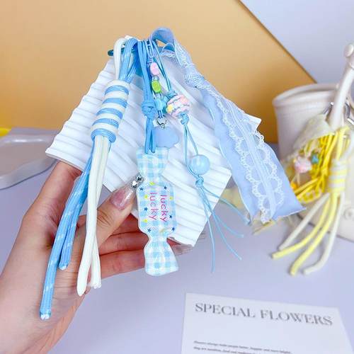 创意DIY牛奶糖手绳扣挂件可爱miu系汽车钥匙链挂饰包包小饰品