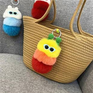 仿毛小煤球挂件可爱卡通毛绒包包挂饰酷潮汽车钥匙扣手机配饰