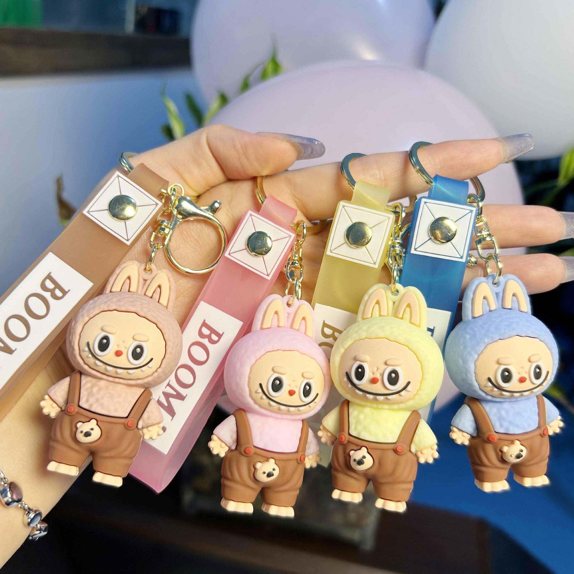 卡通拉布布钥匙扣跨境背带小绵羊情侣书包挂件汽车钥匙链礼品