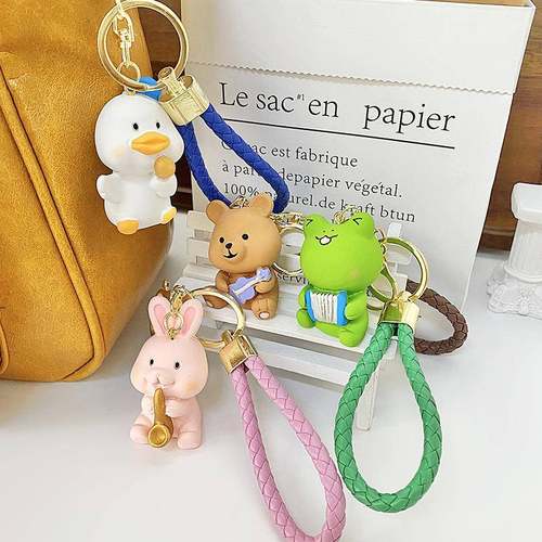 可爱小熊公仔钥匙扣链卡通兔子情侣精致包包饰品挂件挂绳礼品
