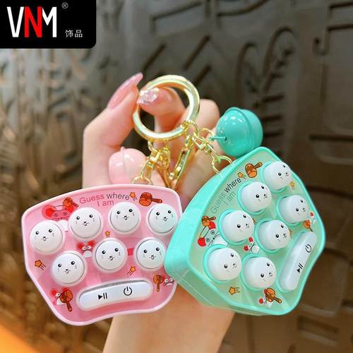 跨境萌趣迷你掌上打地鼠玩具可爱益智钥匙扣挂件包包小挂饰游戏机