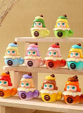 女孩热可可萌粒公仔可爱树脂工艺摆件桌面摆件直播对对碰盲袋