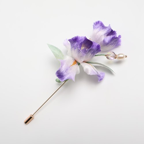 扬州绒梅绮绒花江苏蚕丝新中式高级感古风鸢尾花胸针设计款