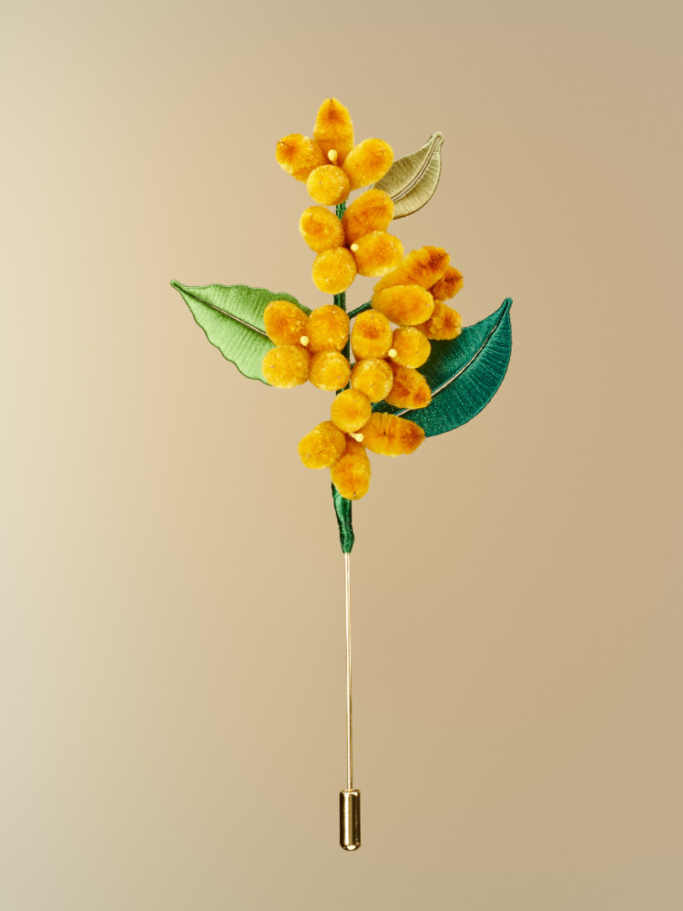 扬州绒梅绮绒花 老字号绒花非遗蚕丝手工制作日常百搭胸针予桂花图片