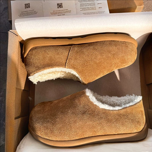 小土豆勃肯鞋男款2025新款冬季穆勒鞋一脚蹬皮毛一体保暖加绒棉鞋