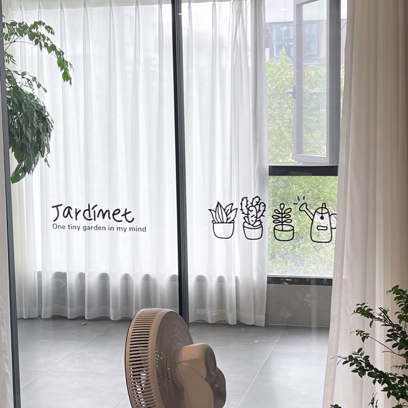 小苗防水小花小草可爱卡通儿童房盆景植物墙贴纸 橱窗盆栽花盆