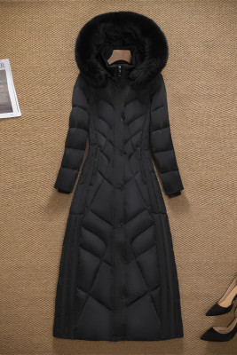 2025年新款免洗羽绒棉服女长款过膝修身到脚踝时尚加厚冬季超长