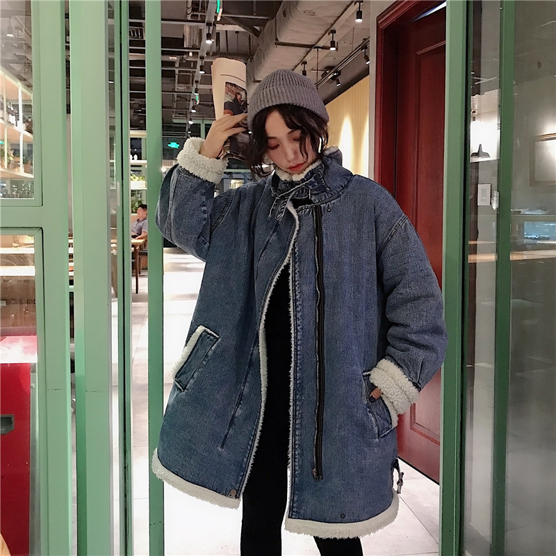 Real shot 2020 winter clothing new Korean version loose medium length lamb wool coat cotton jacket cotton jacket women ins Hong Kong Style