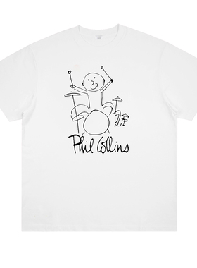 菲尔柯林斯phil collins线条简约摇滚朋克鼓手音乐印花短袖t恤夏