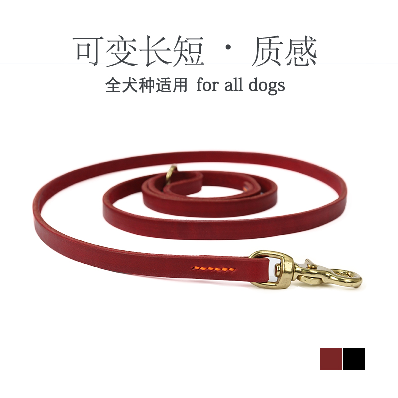 雍友牛皮链比赛弹力带狗狗牵引绳