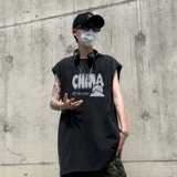 TR6872P35复古无袖T恤男士宽松潮牌背心无袖T水洗蜡染潮牌T恤夏季，男装T恤，星座510A-5