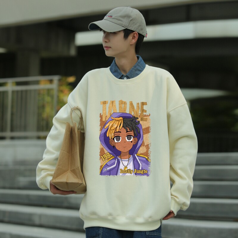 Y6192P40春打底衫圆领印花卫衣棉卫衣长袖打底T卫衣潮牌男装图片
