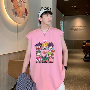 TW7144P28重磅直播品质卡通印花无袖背心无袖T男篮球t恤个性运动T图片