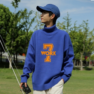 MG5727P65高领毛衣男秋冬季加厚大码打底衫韩版潮流内搭ins港风宽图片