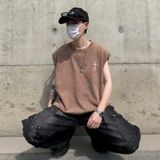 TR6873P35复古无袖T恤男士宽松潮牌背心无袖T水洗蜡染潮牌T恤夏季，男装T恤，星座510A-5