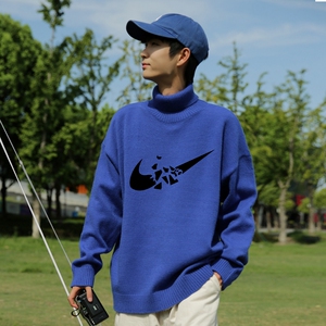 MG5730P65宽松慵懒风套头高领毛衣男士秋冬加厚复古日系外穿港风图片
