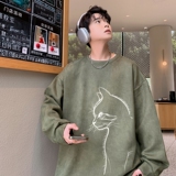 YJ7268P45直播品质重磅麂皮绒卫衣圆领男上装开叉下摆卫秋冬卫，男装卫衣，星座510A-5