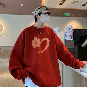 YJ7465P45直播品质男士麂皮绒卫衣圆领男上装侧开叉下摆卫秋冬卫图片