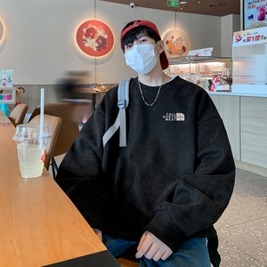 YJ7469P45直播品质男士麂皮绒卫衣圆领男上装侧开叉下摆卫秋冬卫图片