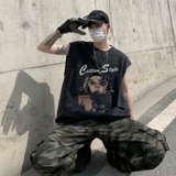 TR6876P35复古无袖T恤男士宽松潮牌背心无袖T水洗蜡染潮牌T恤夏季，男装T恤，星座510A-5