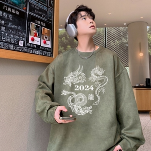 YJ7468P45直播品质男士麂皮绒卫衣圆领男上装侧开叉下摆卫秋冬卫图片