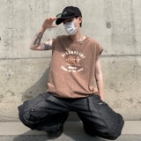 TR6874P35复古无袖T恤男士宽松潮牌背心无袖T水洗蜡染潮牌T恤夏季，男装T恤，星座510A-5
