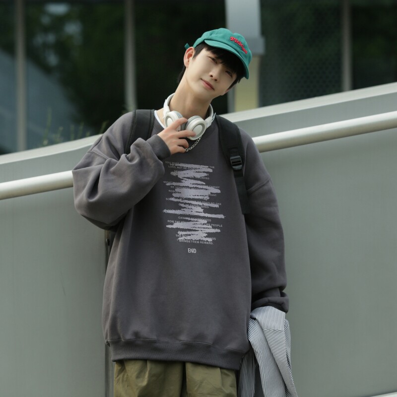 Y6196P40春打底衫圆领印花卫衣棉卫衣长袖打底T卫衣潮牌男装，男装卫衣，星座510A-5