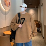 YJ7270P45直播品质重磅麂皮绒卫衣圆领男上装侧开叉下摆卫秋冬卫，男装卫衣，星座510A-5