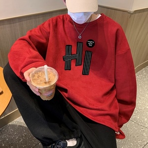 YJ7275P45直播品质重磅麂皮绒卫衣圆领男上装开叉下摆卫秋冬卫,开叉半身裙搭配什么上身好看图片