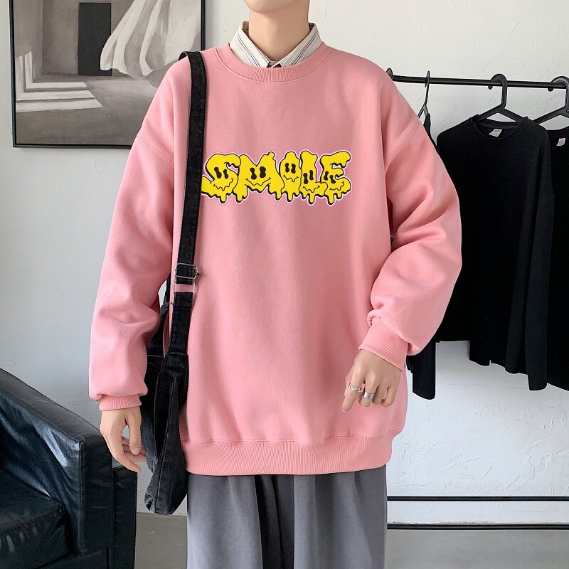 Y3989-P38 2023年春秋季新款港风圆领长袖卫衣男潮流学生印花上衣图片