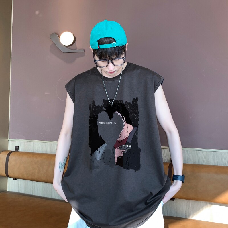 TW6995P28重磅250克直播品质无袖背心无袖T男士篮球t恤个性运动图片
