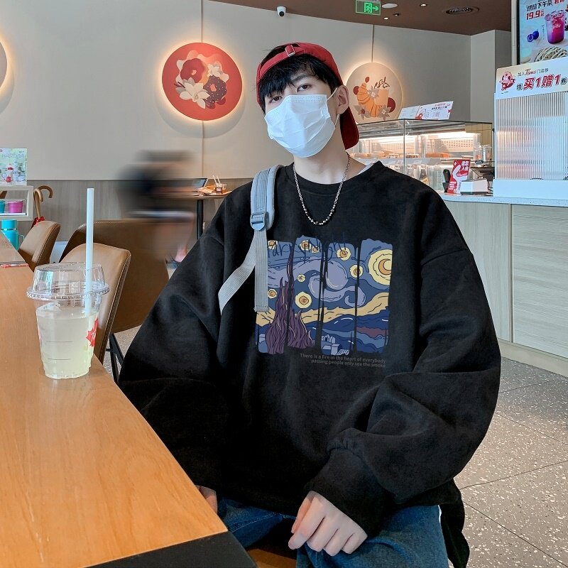 YJ7308P45直播品质男士麂皮绒卫衣圆领男上装侧开叉下摆卫秋冬卫,男装卫衣,星座510A-5