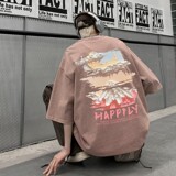 TF7141P38新潮水洗做旧蜡染T恤高街小欧风T恤港风宽松T恤，男装T恤，星座510A-5