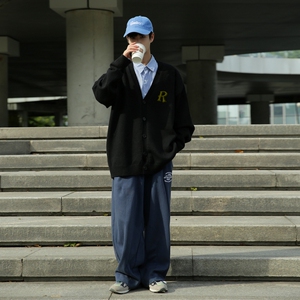 MK5572P75日系Cityboy针织开衫男春秋款简约纯色外套学院风少年图片