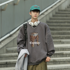 Y6195P40春打底衫圆领印花卫衣棉卫衣长袖打底T卫衣潮牌男装图片