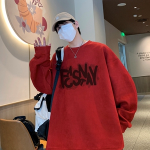 YJ7462P45直播品质男士麂皮绒卫衣圆领男上装侧开叉下摆卫秋冬卫图片